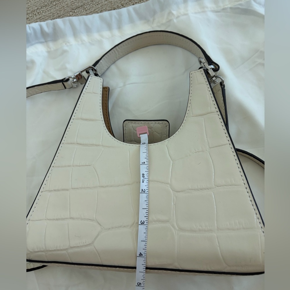 STAUD Rey White Croc-Embossed Leather Shoulder Bag - Excellent Condition - Picture 7 of 7